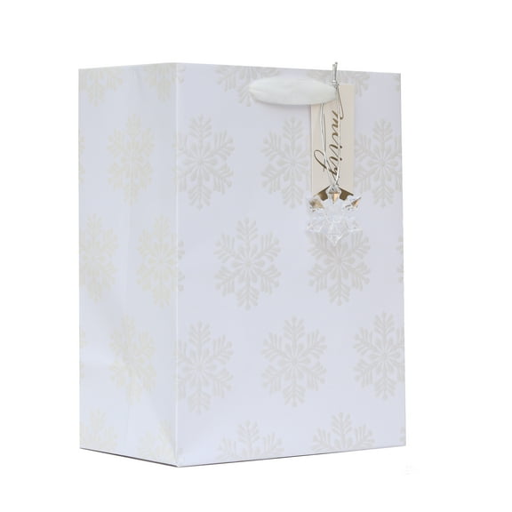 Medium Multicolor Snowflakes Christmas Paper Gift Bag, 7.5" x 4.5" x 9.87", by My Texas House