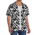 thumbnail image 2 of Yiaed Ying Yang Checkered Print Mens Casual Wrinkle Free Shirts Short Sleeve Button Down Summer Stretch Dress Shirt-Large, 2 of 5