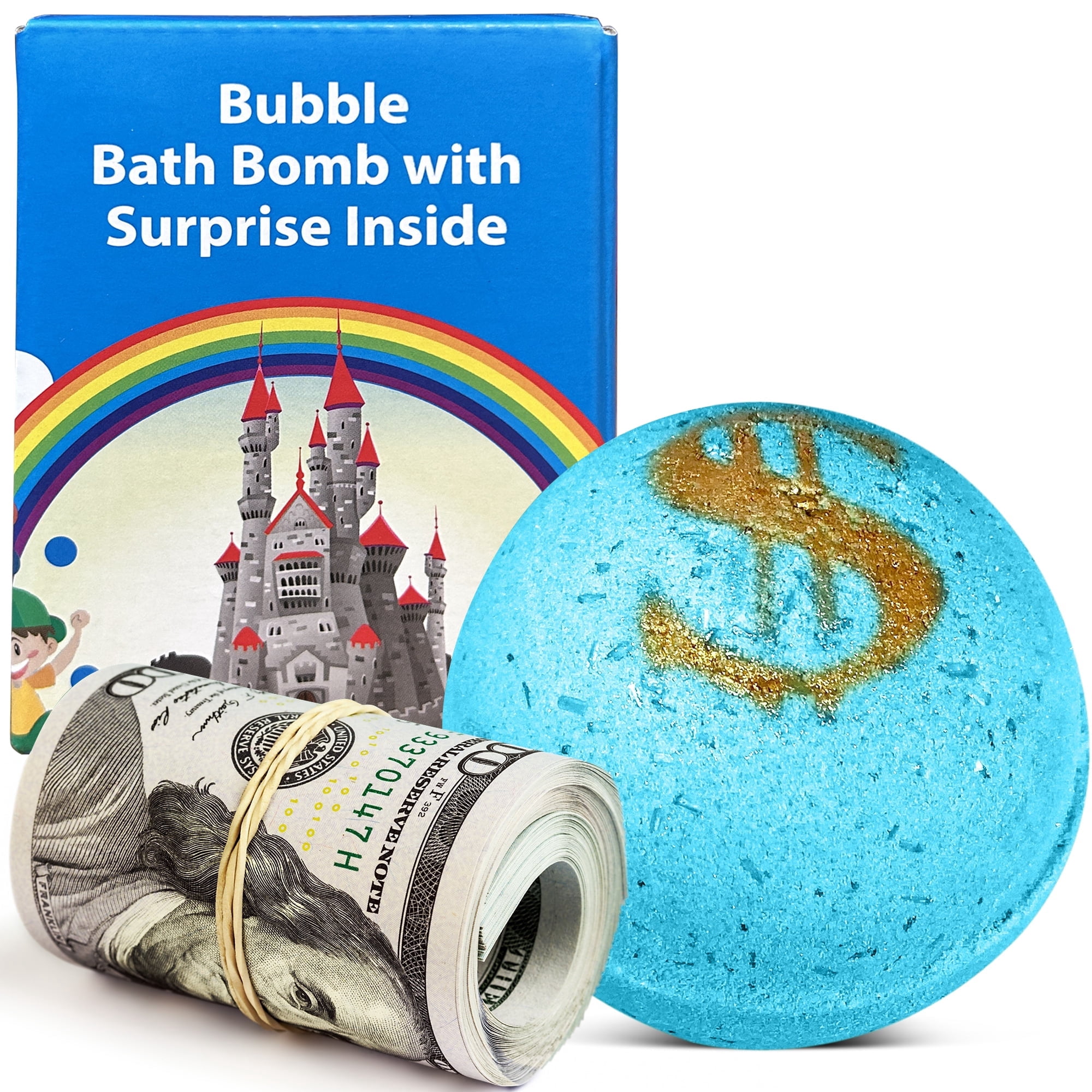 Bath Bomb with Money Inside "Luxury Life" with Bill Inside Up to 100 in Each One Large Mystery Surprise Gift- "BE Delicious Blossom" Fragrance for Women All-Natural Ingredients