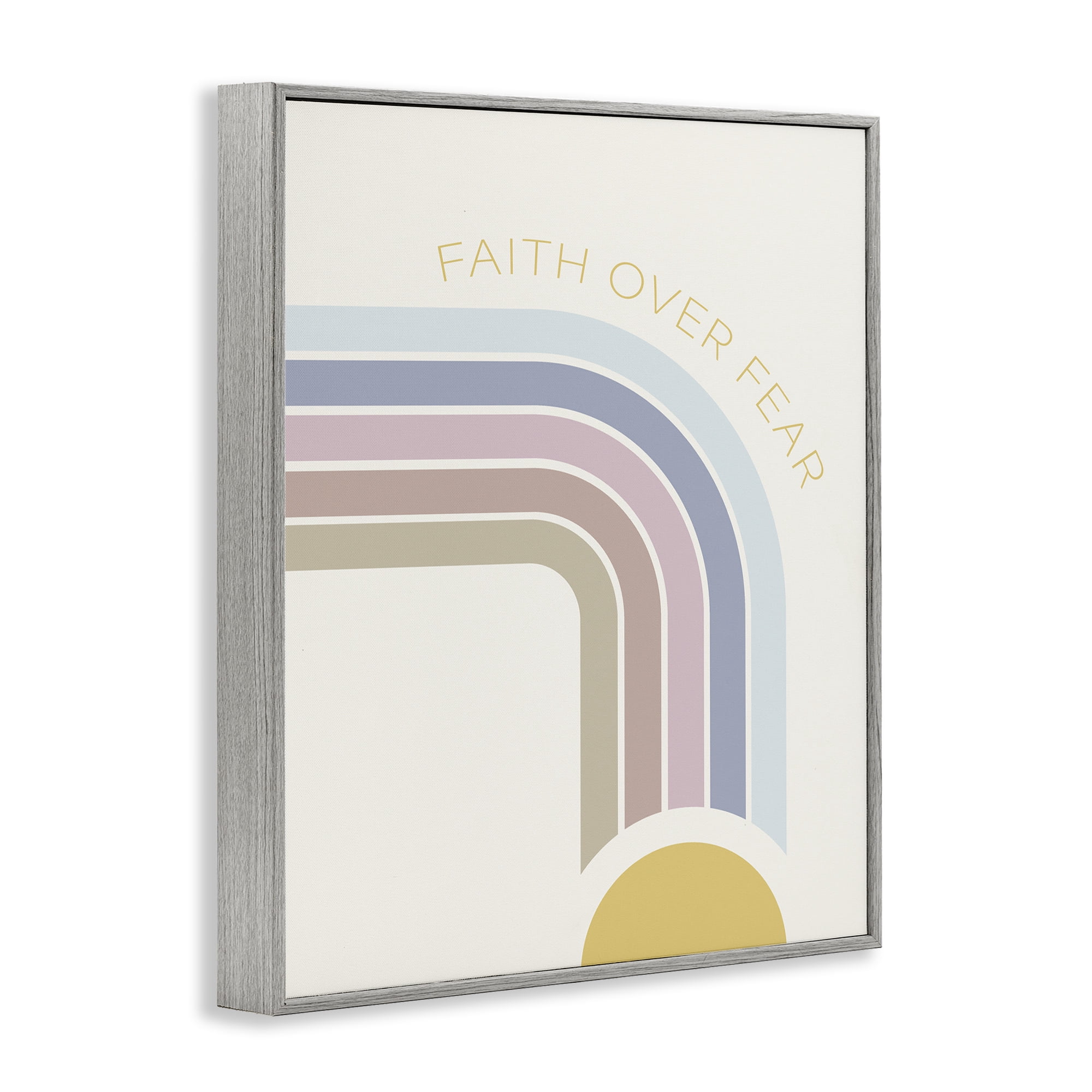 Stupell Industries Faith Over Fear Rainbow Gray Framed Giclee Art, design by SD Graphics Studio