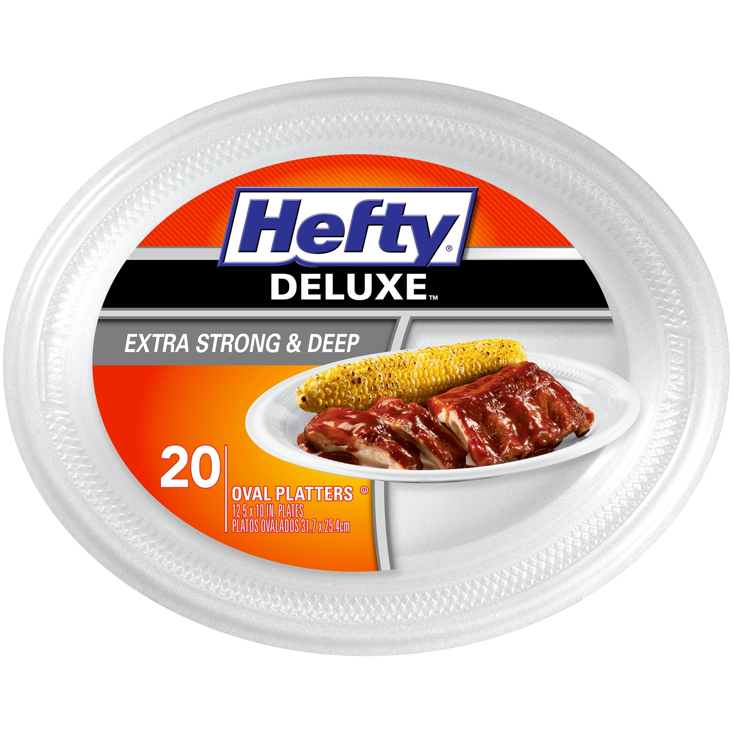 Hefty Deluxe Oval Foam Platter Party Plates, 20 Count