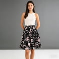 thumbnail image 4 of Skirts for Women Floral Chiffon A Line Ruffle Hem Flowy Mini Skirt (Black S), 4 of 8