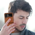 thumbnail image 3 of TECH CIRCLE for Samsung Galaxy Z Flip 4 Case, Protective Slim PU Leather With Kickstand Glossy Design Back Phone Cover For Samsung Z Flip 4, Brown, 3 of 8