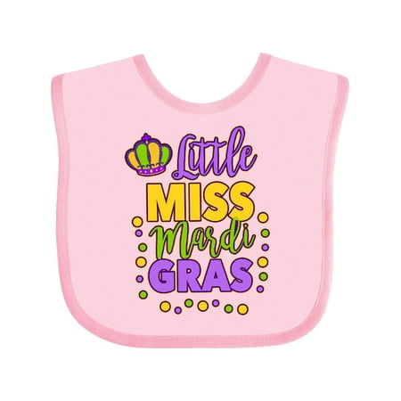 

Inktastic Little Miss Mardi Gras with Crown and Dots Gift Baby Girl Bib