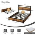 thumbnail image 5 of Zimtown King Bed Frame with 2-Tier Storage Headboard, Metal Platform Bed Frame with 4 Storage Drawers, Built in Charging Station & LED, Vintage Brown, 5 of 10