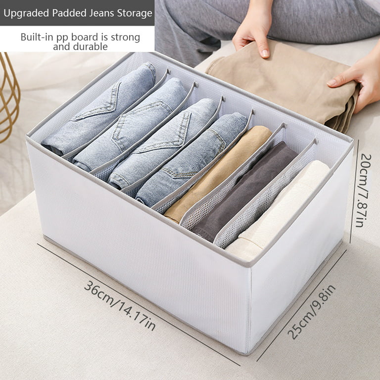 3 Pieces Jeans Storage Box Foldable Washable Clothes Drawer Dividers Jeans  Drawer Organizer Drawer Storage Box With Compartments Compatible T-shirts
