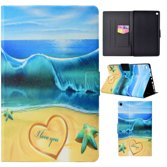 Kindle Fire HD 8 Case (8" Display, 2018/2017/2016 Released, 8th/7th/6th Generation), Allytech Slim Folio Stand Colorful Pattern Auto Sleep Wake Cover for Amazon Kindle Fire HD 8, Starfish Sea