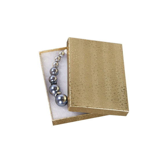 Cotton Filled Gold Embossed Jewelry Boxes - 5¼” x 3¾” x 7/8" - Case of 100