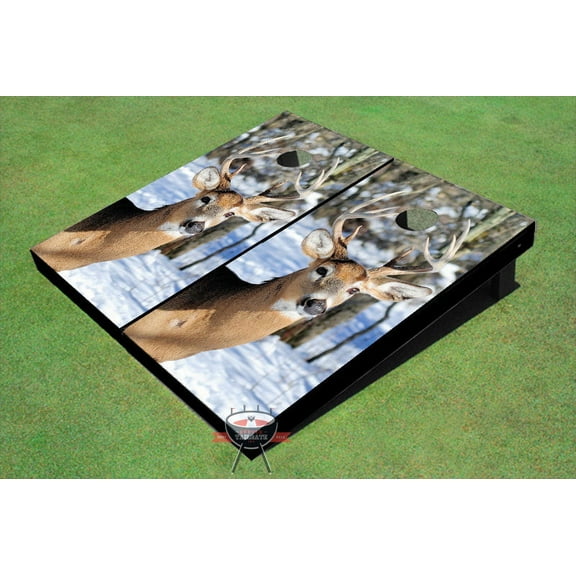 Deer In Snow Themed Cornhole Boards