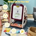 thumbnail image 2 of Topbuy 3-in-1 Height Adjustable Kids Art Easel Double Sided Magnetic Whiteboard & Chalkboard with Book Rack Red, 2 of 6