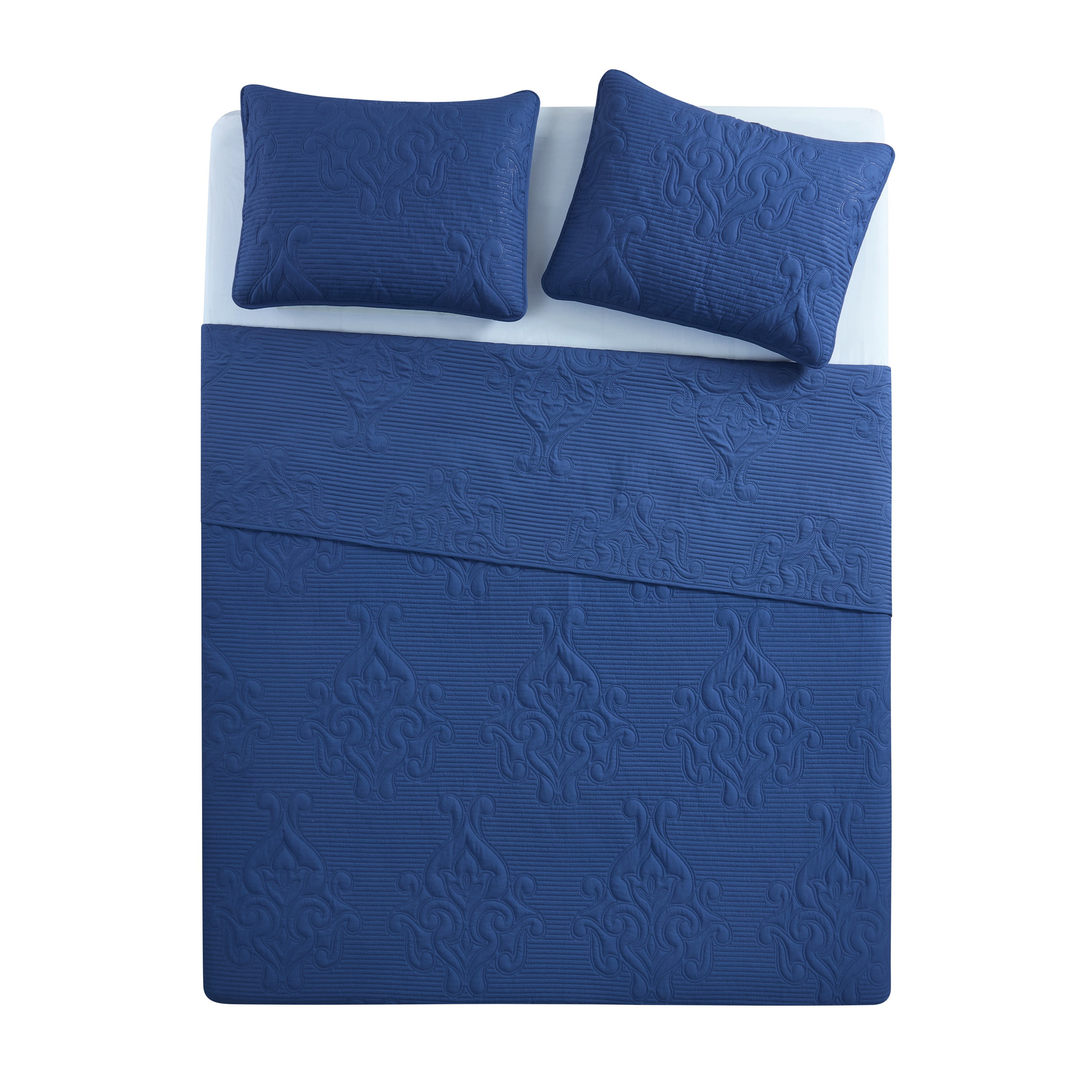 VCNY Home Solomun 3-Piece Moonlight Pinsonic Damask Quilt Set, Full/Queen, Adult, Unisex