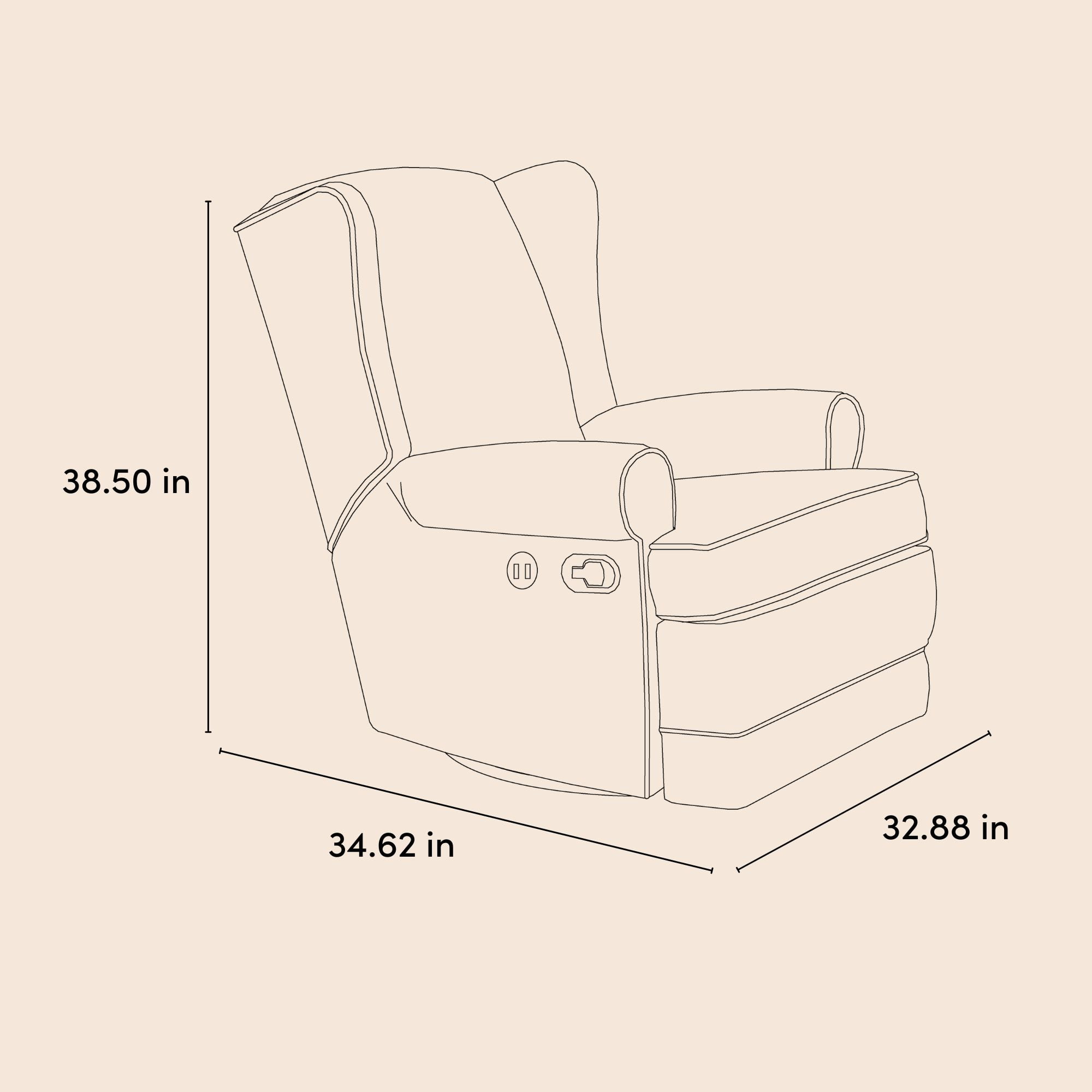 Storkcraft Serenity Wingback Upholstered Recline Glider with USB