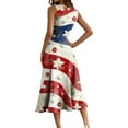 thumbnail image 4 of Women's 4th of July Patriotic Dress, Women Elegant Ruffled Zipper Dress, Sexy Independence Day American Flag Printed, Sleeveless Round Neck Maxi Design ,Khaki S, 4 of 4