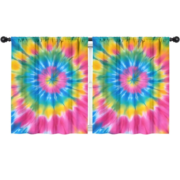 Blackout Kids Curtains,Rainbow Tie Dye Mandala Pattern Childrens Insulated Curtains Set Of 2,Bedroom Essentials,Toddler Room Decor 52"x63"