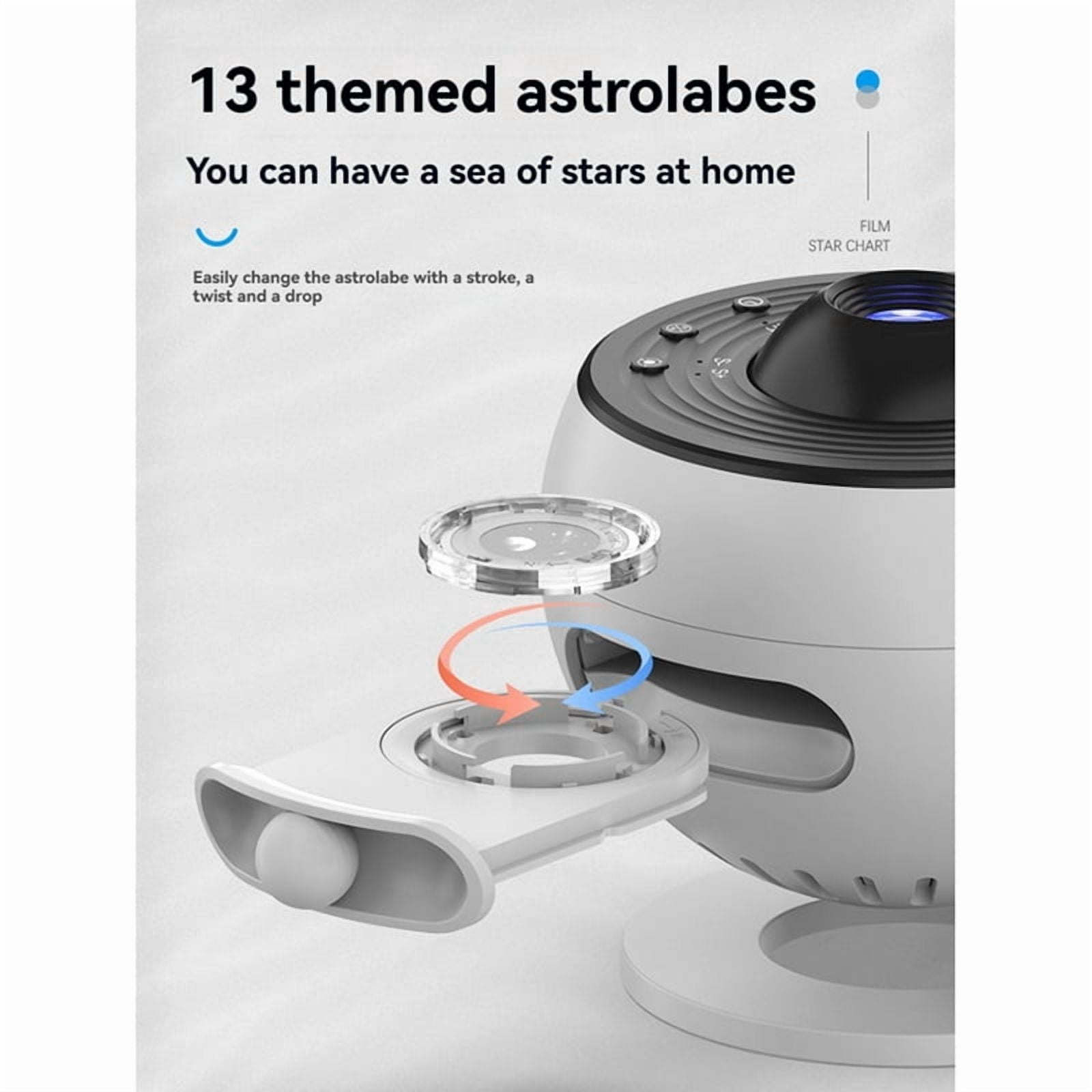 Indoor Galaxy Projector HD Starlight Lamp with Bluetooth Speaker 13 Film Reels 360° Ro y5754