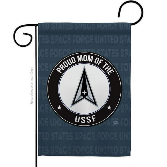 Breeze Decor G158576-BO Proud Mom USSF Garden Flag Armed Forces Space Force 13 x 18.5 in. Double-Sided Decorative Vertical Flags for House Decoration Banner Yard Gift