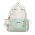 thumbnail image 2 of Lightweight Polka Dot Backpack for Teens Large Capacity Nylon Campus Bag with Decorative Pendant Multi-Compartment School Bookbag for Everyday Use Mint Green, 2 of 5