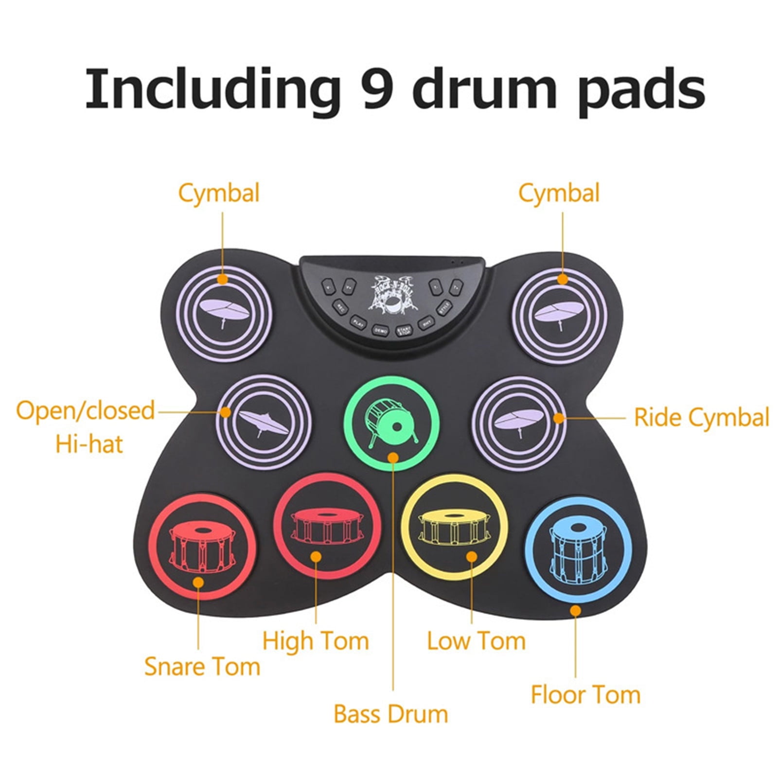 karymi Electronic Drum Set, Folding Hand Roll Electronic Drum Roll Up Drum Practice Pad Kit, Drum Pedals Drum Sticks , Great Holiday Birthday Kids Gifts for Women