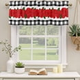thumbnail image 2 of Red Roses Curtain Valances for Windows, Kitchen Valance Window Treatments Panel 2 Pack, Valentine's Day Romantic Floral Black White Plaid Rod Pocket Short Curtains for Bathroom Bedroom 60 x 18 Inch, 2 of 8