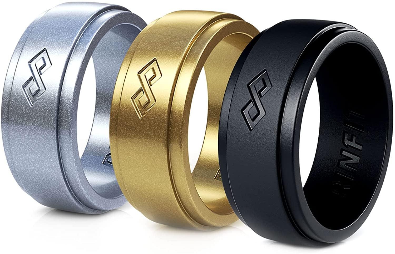 Rinfit Silicone Wedding Ring for Men Soft Rubber Wedding Band Replacement Infinity