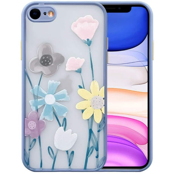 Saytay Compatible With Iphone Se Se 22 Case Iphone 7 8 Case With Clear Frosted Pc Back Flowers 3d Floral Girls Woman And Soft Tpu Bumper Silicone Slim Case For Iphone Se Se 22 7 8