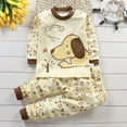 thumbnail image 2 of HCNTES Baby Boy Fall Winter Clothes Outfits Hooded Long Sweatshirt Pants Set Toddler Clothes(6-12 Months,S1196-Light Yellow), 2 of 5