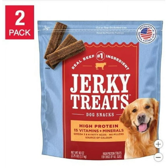 Jerky Treats American Beef Dog Snacks 60 oz, 2-count