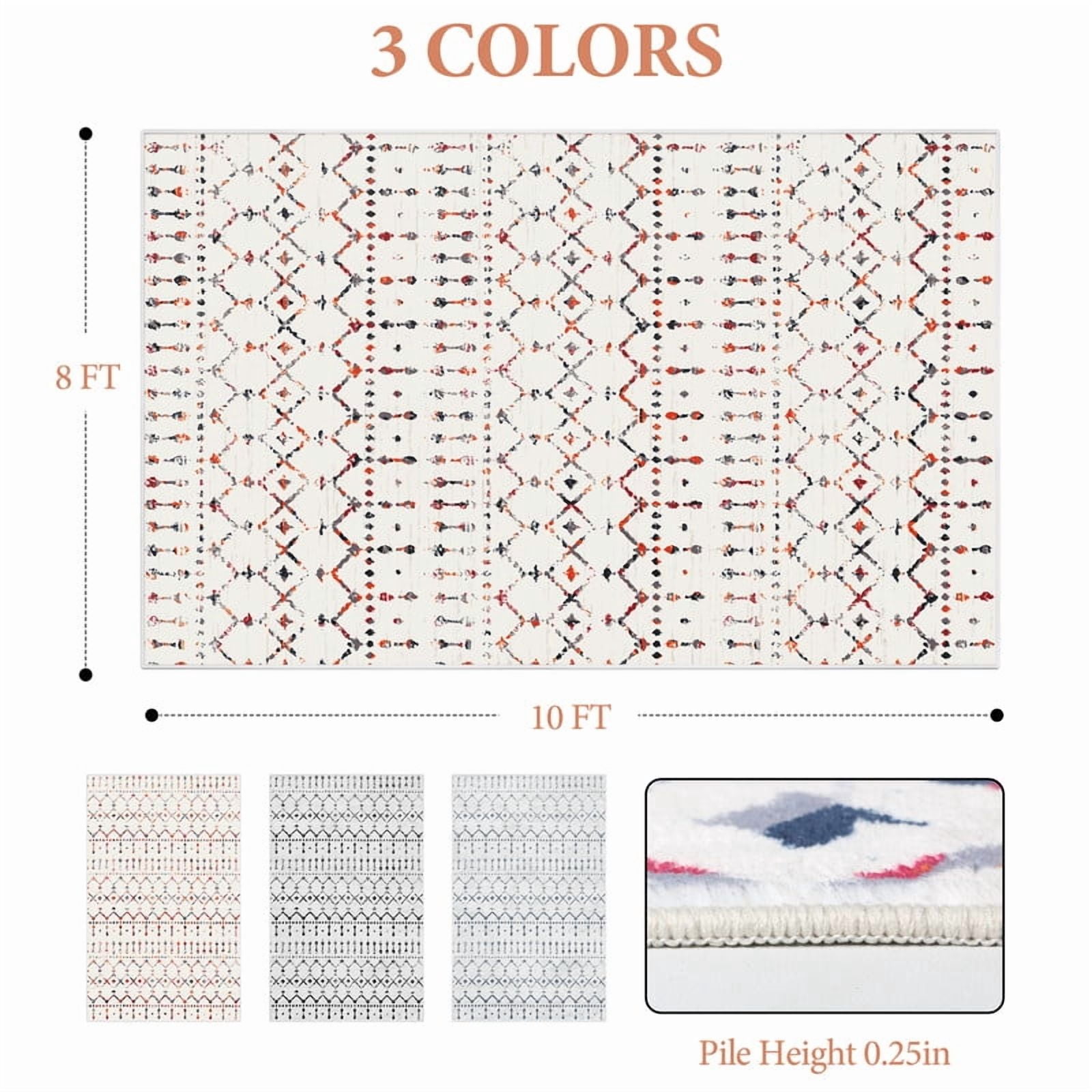 Cozydesg 8'x10' Area Rugs,Large Soft Bohemian Moroccan Area Rugs for Living Room Bedroom Dining Room Modern Decor Carpet,Washable,Colorful 1