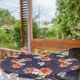 thumbnail image 2 of Ambesonne Flowers Fitted Round Tablecloth, Blossoms Leaves Botanical, 56"- 60" Diameter, Quartz Orange and Blue, 2 of 5