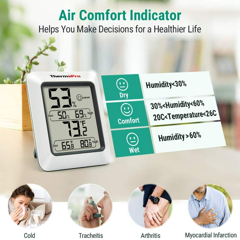 ThermoPro Digital Wireless Indoor or Outdoor White Hygrometer and  Thermometer in the Thermometer Clocks department at