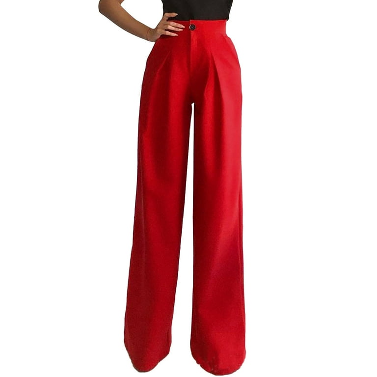 Haite Women Dress Lounge Pants Business Elastic Waist Casual Stretch Work  Trousers Slacks with 4 Pockets