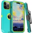 thumbnail image 3 of Xhy iPhone 13 Mini Case + Screen Protectors + Camera Lens Protector, Heavy Duty Hard Shockproof Armor Protector Case (Green+Yellow), 3 of 7