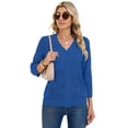 thumbnail image 3 of Chiclily Women's 3/4 Sleeve Cropped Cardigan Sweaters Button Down Crochet Textured Shrugs, 3 of 7