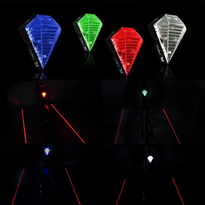 Bicycle Bike Rear Tail Safety Warning Lights 8 LEDs+2 Lasers Flashing Lamp Light