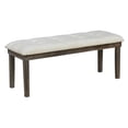 thumbnail image 1 of Rustic Dark Oak Dining Bench Upholstered with Beige Linen Fabric, 1 of 2