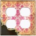 thumbnail image 3 of Metal Light Switch Plate Cover Pink Floral Damask Frame Trim Black DAM062, 3 of 13