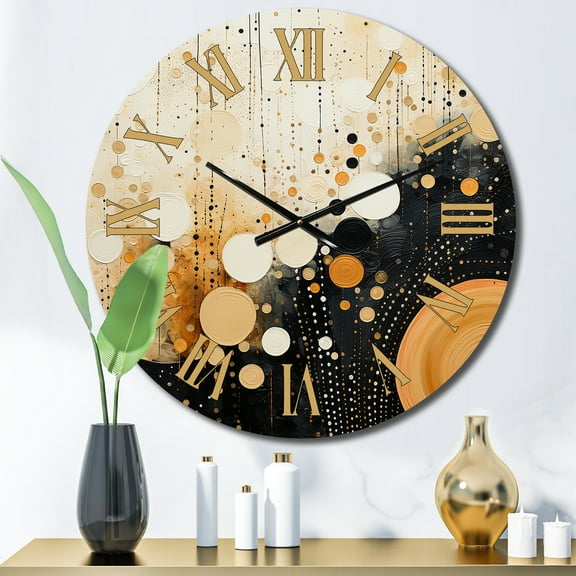 Designart "Medley in Monochrome IV" Abstract Collages Oversized Wall Clock