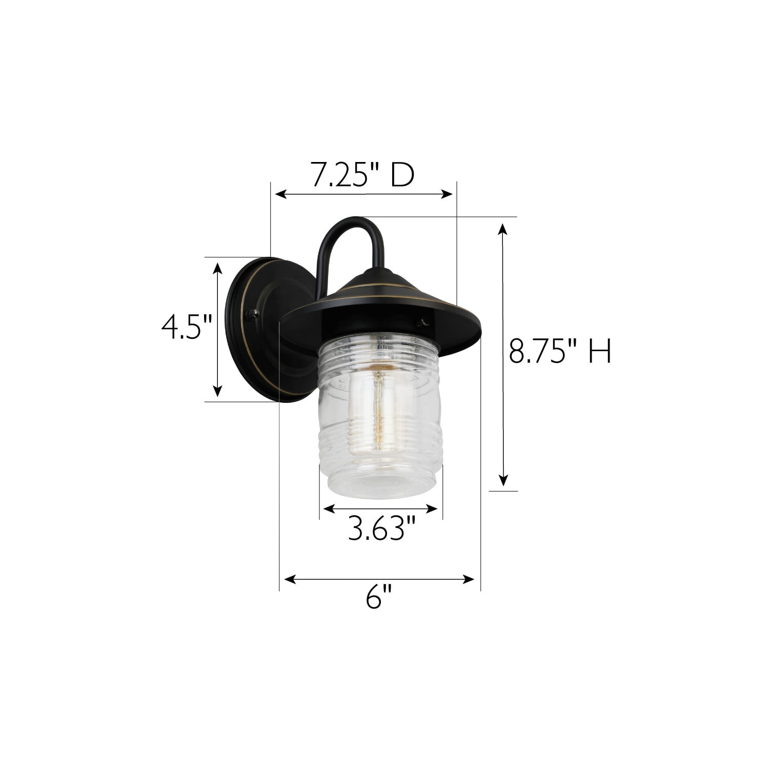 Design House Jerome Jelly Jar Oil Rubbed Bronze 1 Light Indoor/Outdoor Dimmable Wall Light with Clear Ribbed Glass