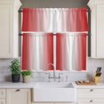 thumbnail image 2 of Red and Curtain Valances Set White Gradient Kitchen Curtains 24&nbsp;inch Length Rod Pocket Valance and Tiers 3 Piece Set Small Bedroom Bathroom Laundry Decor, 2 of 9