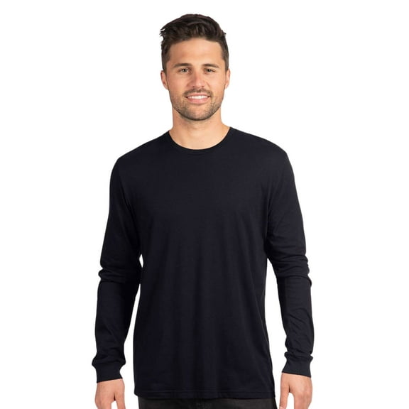 Next Level Unisex CVC Long Sleeve T-Shirt 60/40 Ring-spun Cotton/Polyester Classic Tee Shirts (Black , S)