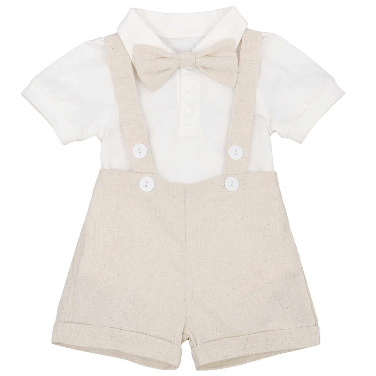 Baby Boy Wedding Christening Tuxedo Suspenders Suits Outfit Clothes Romper 