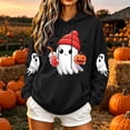 thumbnail image 2 of Halloween Oversized Sweatshirt for Women Lightweight Pullover Cute Print Hoodies with Kangaroo Pocket Funny Long Sleeve Tops, 2 of 7