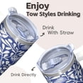 thumbnail image 4 of 20oz Insulated Cup with Lid & Straw - Stainless Steel Double Wall Vacuum Boho Travel Mug, Leakproof Thermal Coffee Tumbler, 4 of 5
