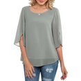 thumbnail image 1 of Blusa de gasa para mujer, Top de cuello redondo para mujer, Top informal de gasa de media manga, Top de gasa de media manga, construcción robusta, 1 of 5