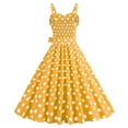 thumbnail image 4 of Htigea Womens Polka Dot A-Line Dress Vintage Cocktail Party Swing Dresses Summer Sleeveless Elastic Open Back Sundress Yellow,M, 4 of 4