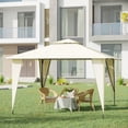 thumbnail image 5 of 11' x 11' Outdoor Canopy Tent Party Gazebo with Double-Tier Roof, Steel Frame, Included Ground Stakes, Beige, 5 of 9