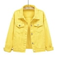 thumbnail image 2 of YDFCWXW Womens Denim Jackets Distressed Ripped Long Sleeve Jean Jacket Coats for Fall and Winter Yellow, L, 2 of 8