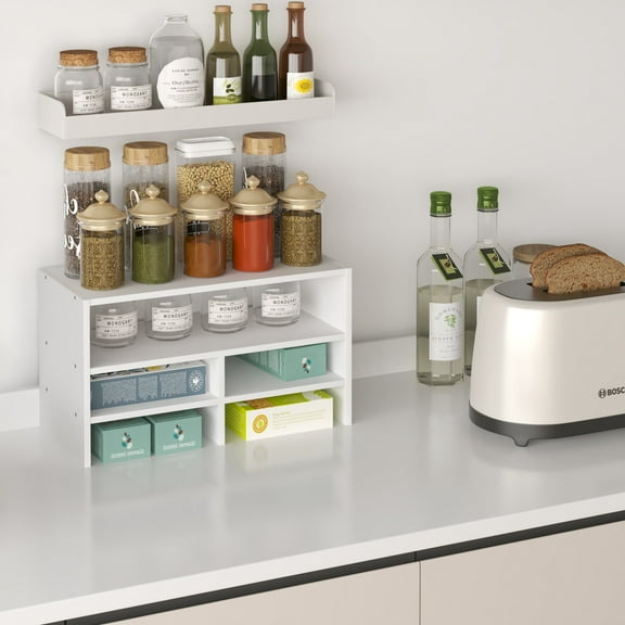 HOMLUX Desk Organizer Office Shelf with Open Storage for Bedroom Kitchen, White