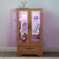 thumbnail image 5 of Lighted Glass Curio Display Cabinet, 2-Door Collectible Cabinet with LED Lights and Adjustable Shelves, Light Oak Finish Display Case with Mirror Back for Living Room, Dining Room, Light Oak, 5 of 11