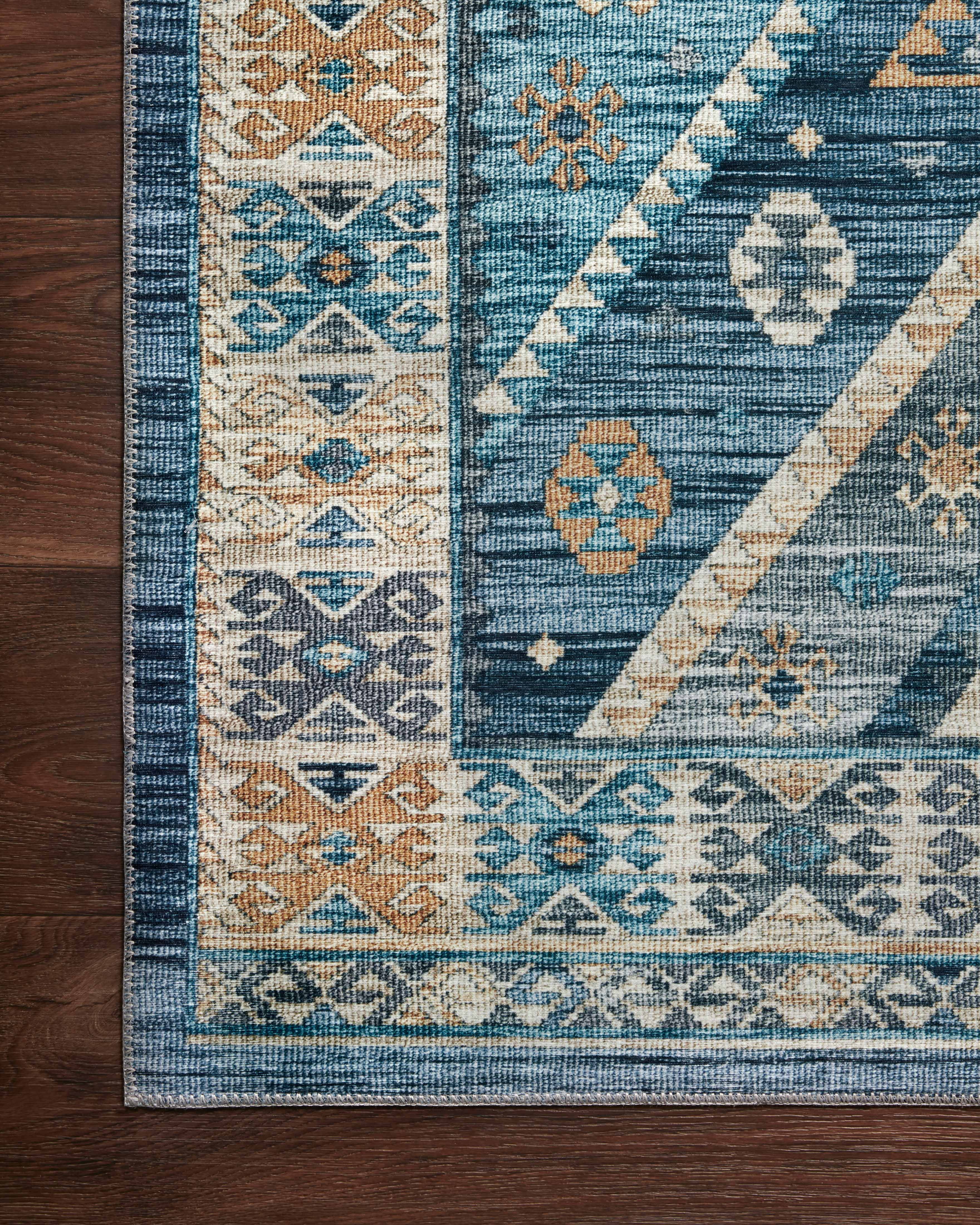 Turkish & Persian Kilim-Style Zion Ocean, Gold 3-6" x 5-6" Area Rug